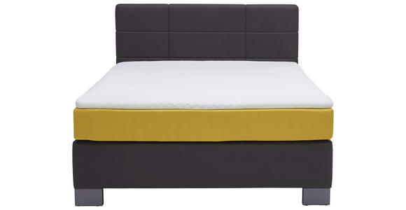BOXSPRINGBETT 140/200 cm in Anthrazit, Gelb - Anthrazit/Gelb, Design, Textil (140/200cm) - Hom`in