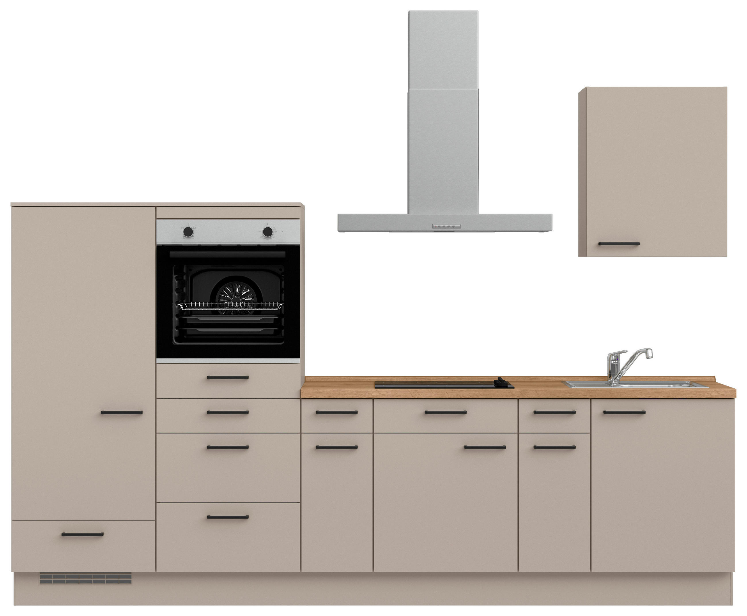 KÜCHENBLOCK Easytouch 300 cm  in Eichefarben, Sandfarben  - Sandfarben/Eichefarben, MODERN, Holzwerkstoff/Metall (300cm) - Nobilia