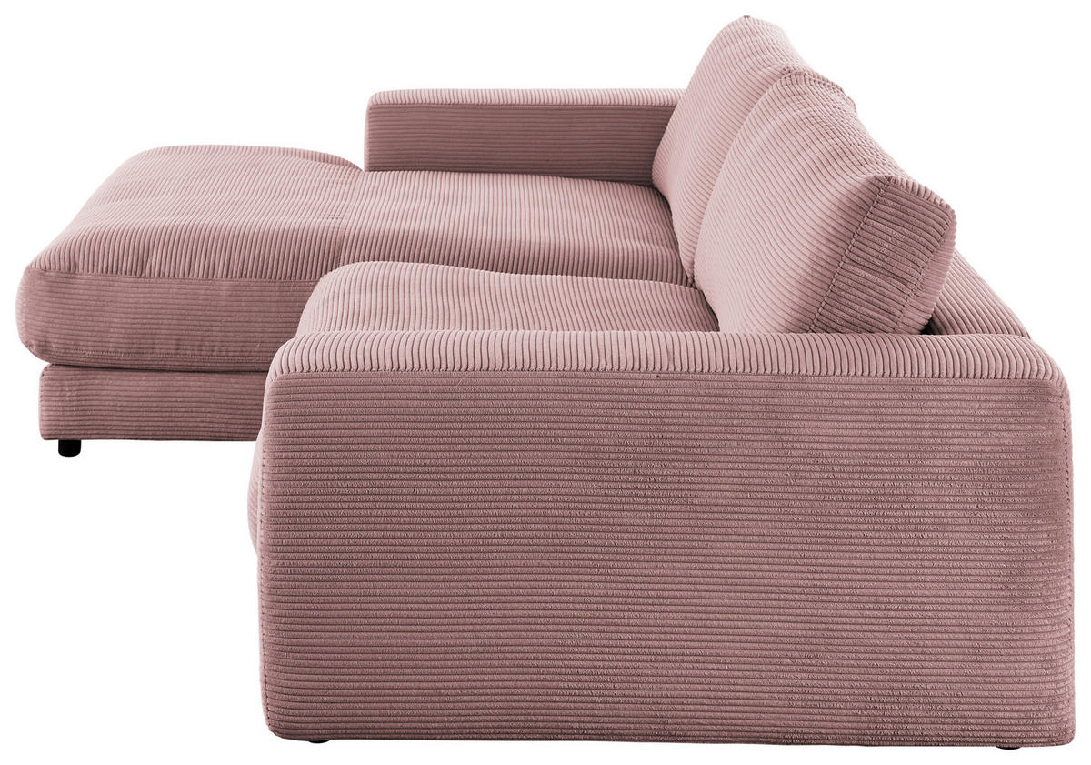 ECKSOFA in Cord Rosa  - Schwarz/Rosa, Design, Kunststoff/Textil (190/270cm) - Lomoco
