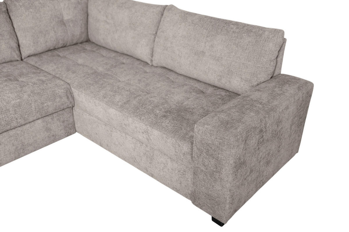 WOHNLANDSCHAFT VALERI Taupe Chenille  - Taupe/Schwarz, Design, Kunststoff/Textil (157/305/208cm) - MID.YOU