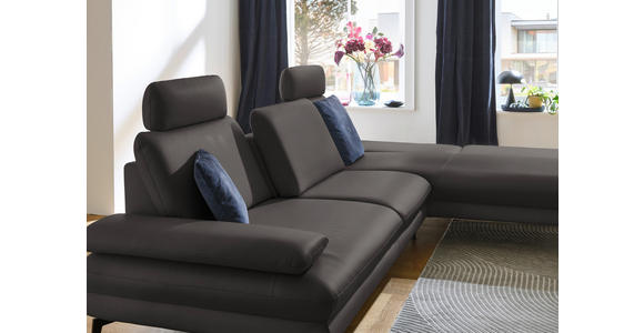 ECKSOFA in Echtleder Grau 308/195 cm - Schwarz/Grau, Design, Leder/Metall (308/195cm) - Dieter Knoll