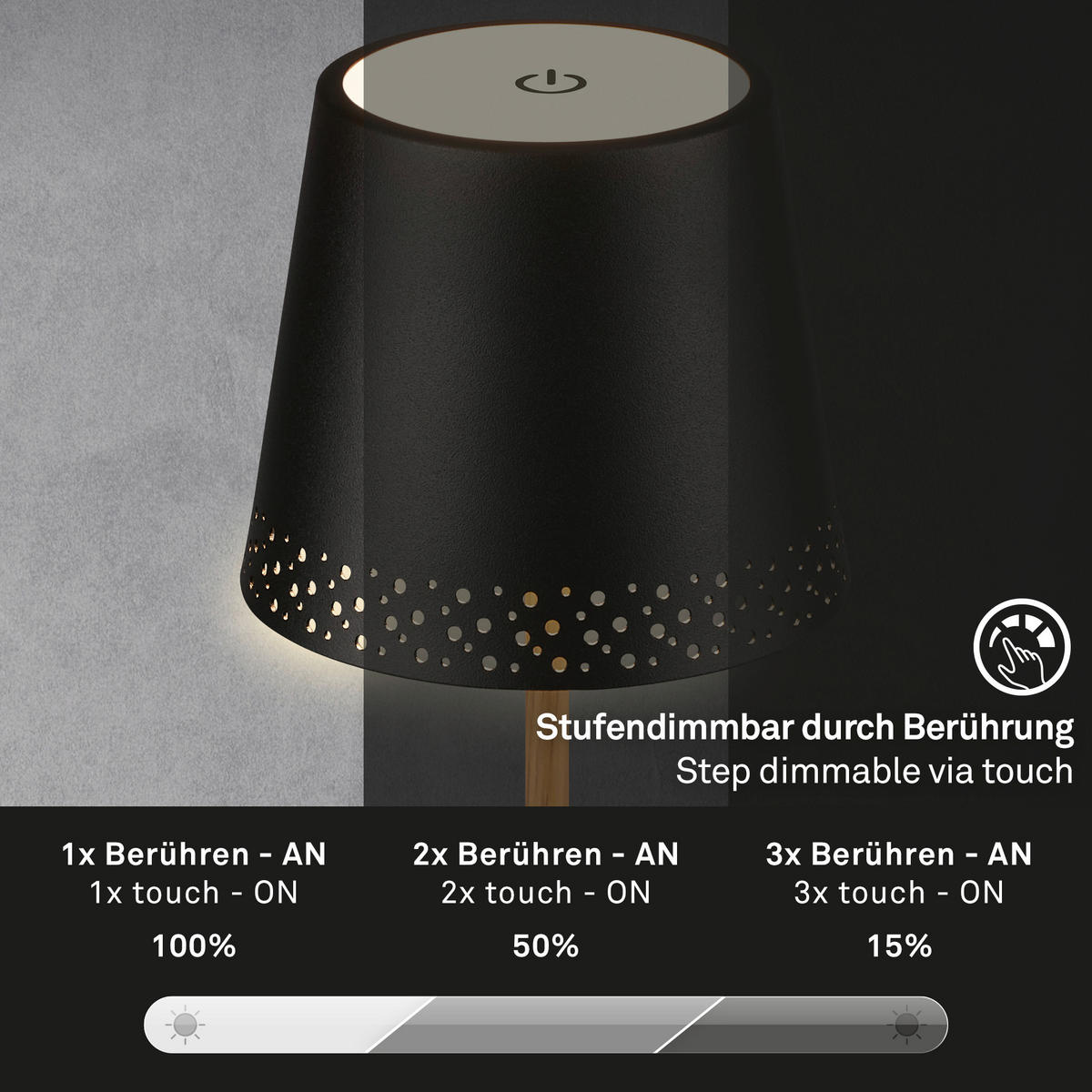 NAMIZNA SVETILKA ZA POLNJENJE  Kiki      12/22-38 cm       - svetlo rjava/črna, Trend, kovina (12/22-38cm)