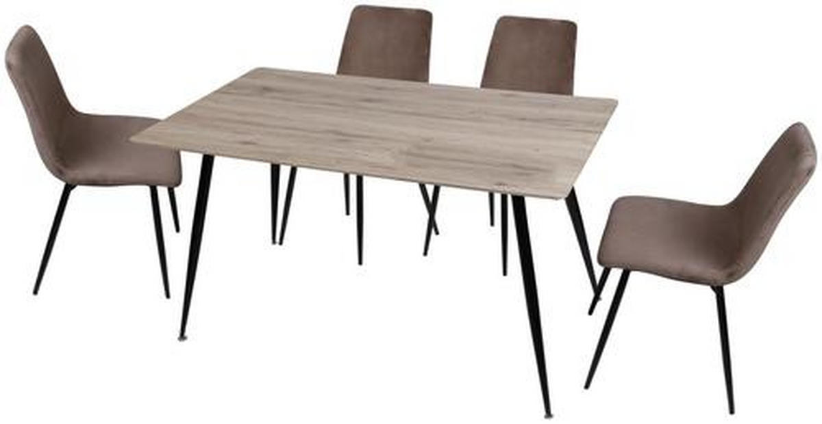 TISCHGRUPPE Schwarz, Eichefarben, Dunkelbraun  - Eichefarben/Dunkelbraun, KONVENTIONELL, Textil/Metall - P & B