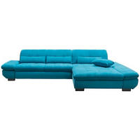 ECKSOFA in Mikrofaser Türkis  - Türkis/Schwarz, Design, Textil/Metall (341/204cm) - Xora