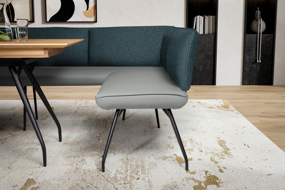 ECKBANK 165/225 cm  in Graublau  - Graublau/Schwarz, Design, Textil/Metall (165/225cm) - Moderano