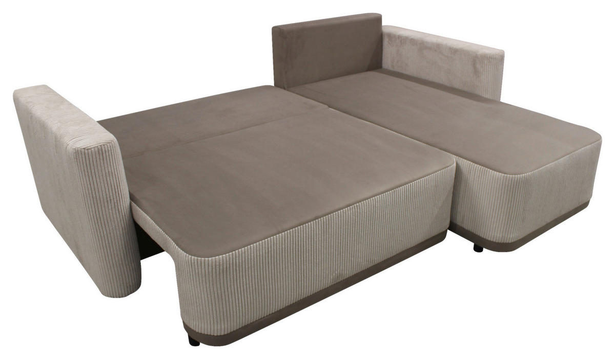 ECKSOFA STELLA Taupe Plüsch Rückenkissen, Bettkasten  - Taupe/Schwarz, Design, Kunststoff/Textil (234/166cm) - MID.YOU