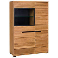 VITRINE in furniert, massiv Eiche Eichefarben  - Eichefarben/Schwarz, Natur, Glas/Holz (102/147/41cm) - Carryhome