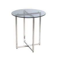 COUCHTISCH Ricardo Sicherheitsglas 50/50/55 cm rund Grau, Edelstahlfarben  - Edelstahlfarben/Grau, MODERN, Glas/Metall (50/50/55cm)