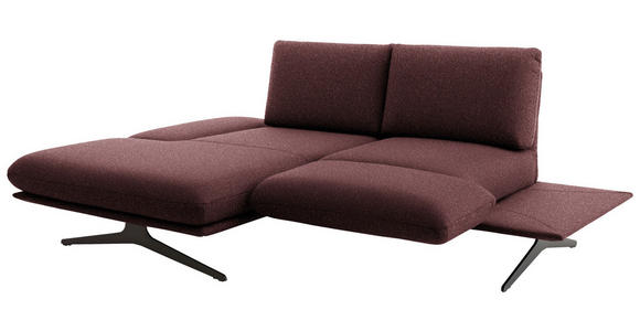 ECKSOFA  in Flachgewebe Bordeaux  155/234 cm  - Bordeaux/Schwarz, Design, Textil/Metall (155/234cm) - Dieter Knoll
