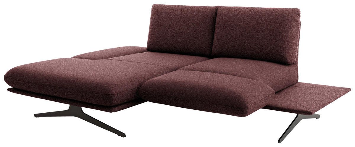 ECKSOFA  in Flachgewebe Bordeaux  155/234 cm  - Bordeaux/Schwarz, Design, Textil/Metall (155/234cm) - Dieter Knoll