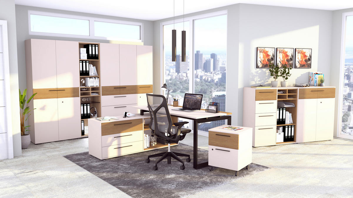 AKTENSCHRANK Schwarz, Eichefarben, Kaschmir  - Kaschmir/Eichefarben, MODERN, Holzwerkstoff (89,8/201/43cm) - Novel