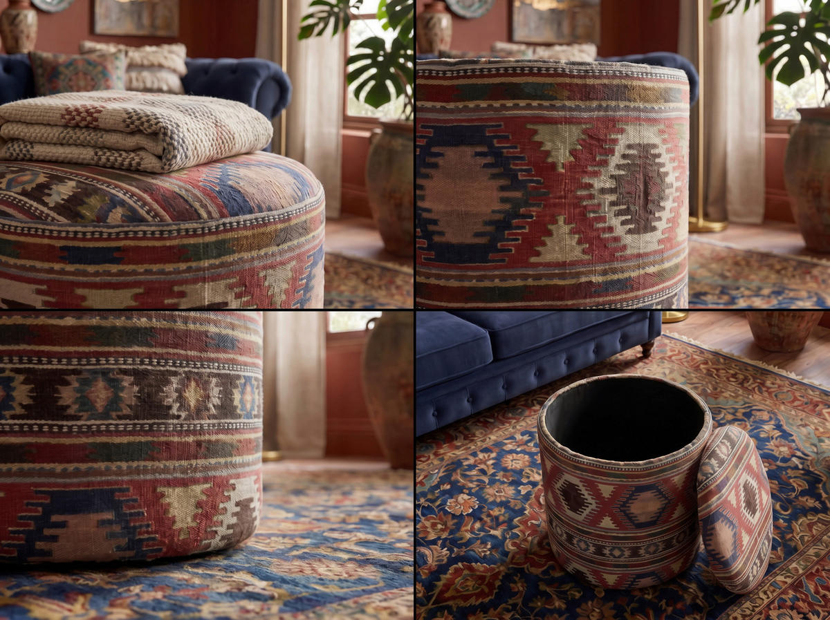 HOCKER Textil Multicolor  - Multicolor, Design, Textil (40/45/40cm) - Livetastic