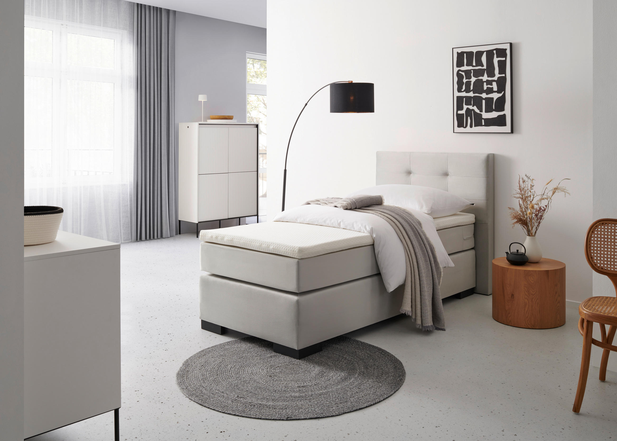 MID.YOU POSTEL BOXSPRING, 90/200 cm, šedá