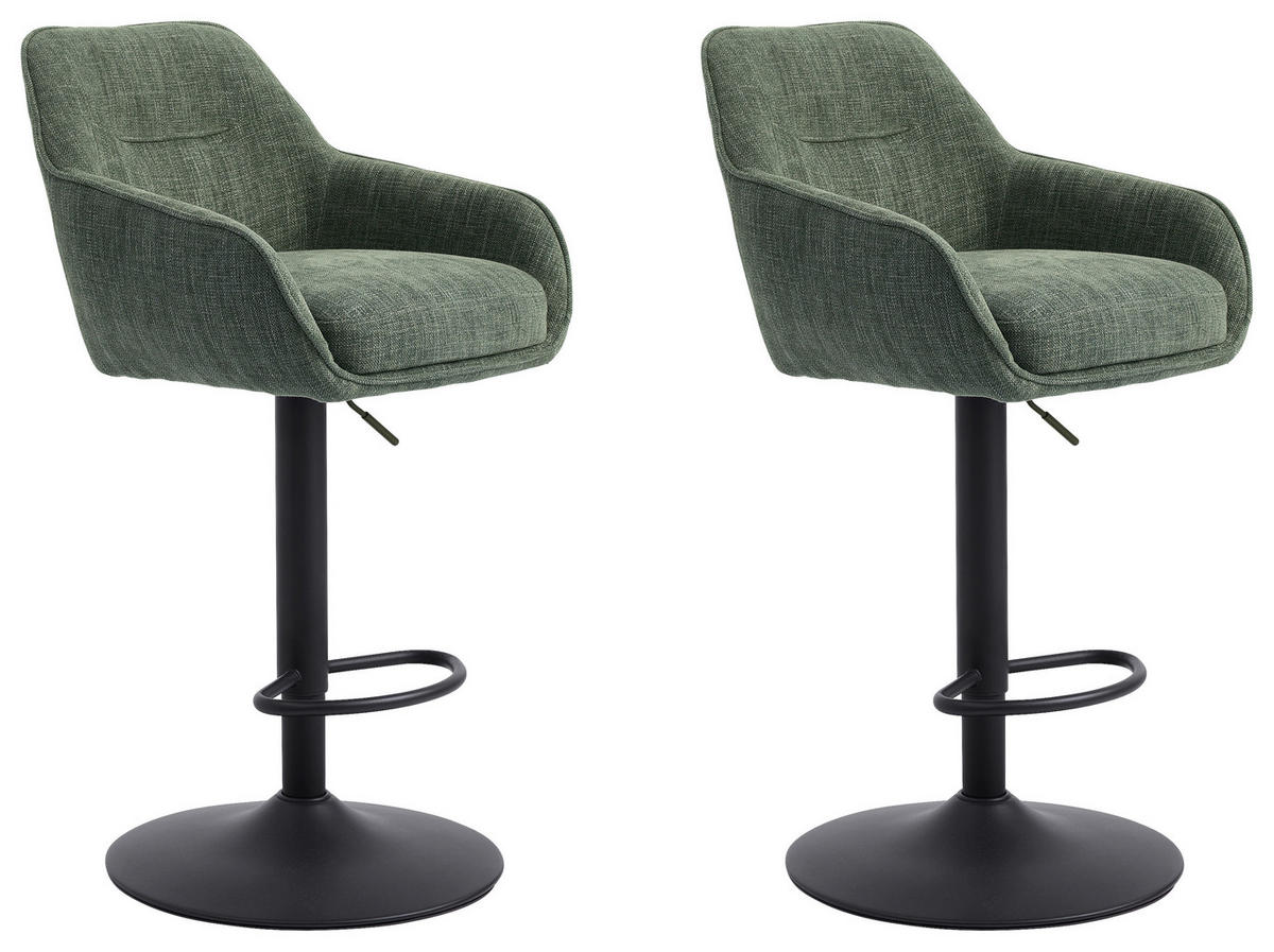 BARHOCKER-SET in Waldgrün  - Waldgrün/Schwarz, MODERN, Textil/Metall (51/95,5-110/53cm) - Livetastic