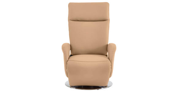 RELAXSESSEL in Leder Hellbraun - Hellbraun/Edelstahlfarben, Design, Leder/Metall (70/108/80cm) - Cantus