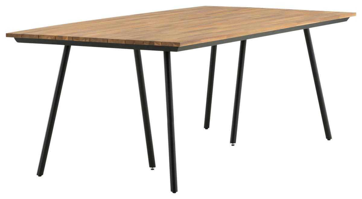 GARTENTISCH 200/100/74 cm Holz, Metall rechteckig  - Schwarz/Teakfarben, KONVENTIONELL, Holz/Metall (200/100/74cm) - Gardenson