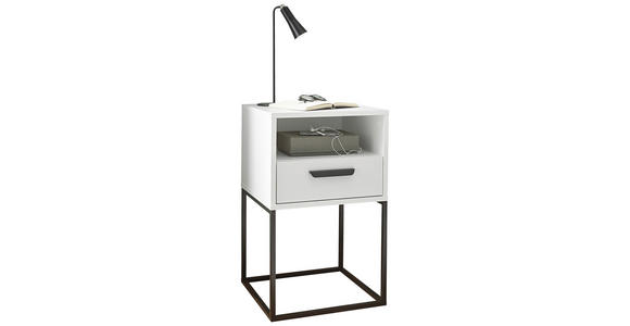 NACHTKÄSTCHEN 40/65/39 cm  in Weiß  - Schwarz/Weiß, Design, Holzwerkstoff/Kunststoff (40/65/39cm) - Carryhome