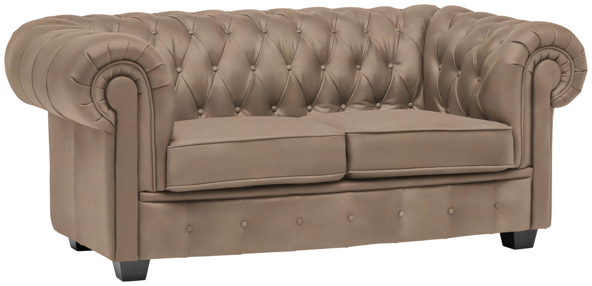 CHESTERFIELD SOFA svetlobraon  - vendž/svetlobraon, Lajfstajl, tekstil/drvo (180/76,5/96cm) - Landscape