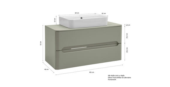 WASCHTISCHKOMBI 101 cm  - Schilfgrün/Weiß, KONVENTIONELL, Keramik/Holzwerkstoff (101cm) - Xora