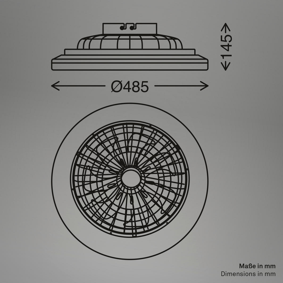 DECKENVENTILATOR 48.5/14.5 cm   - Weiß, Design, Kunststoff (48.5/14.5cm)