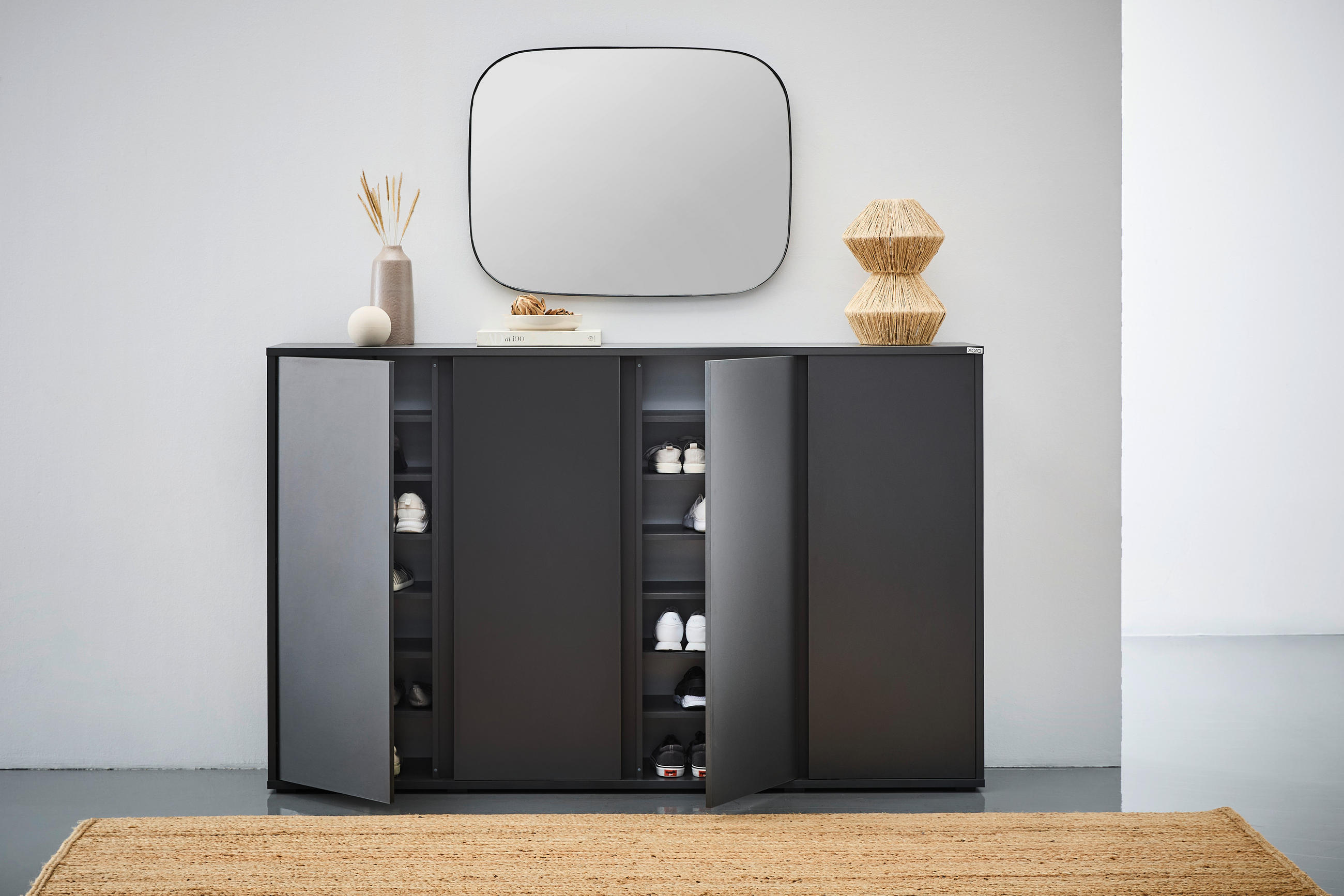 SCHUHSCHRANK Anthrazit  - Anthrazit, KONVENTIONELL, Holzwerkstoff/Kunststoff (192,7/120/34cm) - Xora