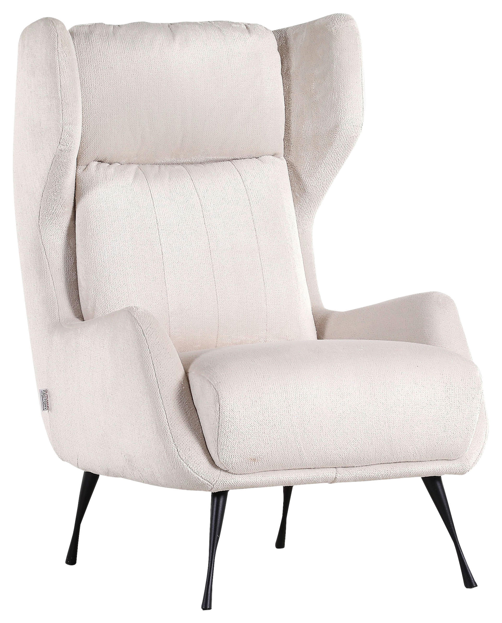 OHRENSESSEL Flachgewebe Beige    - Beige/Schwarz, Trend, Textil/Metall (75/111/83cm)
