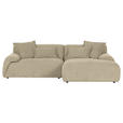 ECKSOFA in Flachgewebe Beige 274/174 cm - Beige/Schwarz, KONVENTIONELL, Kunststoff/Textil (274/174cm) - Carryhome