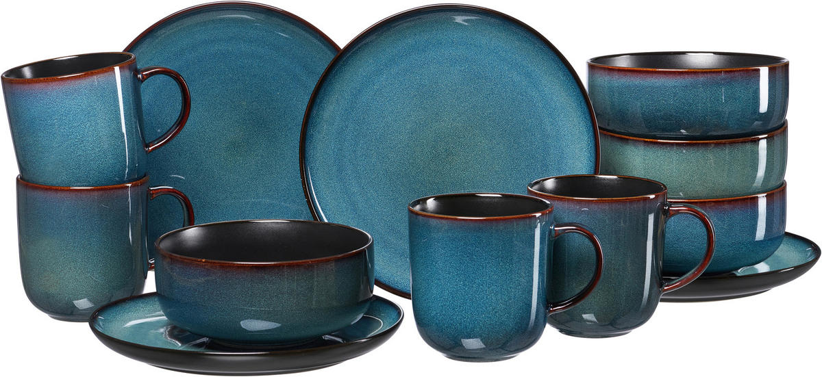 FRÜHSTÜCKSSERVICE Blau BALI  - Blau, Trend, Keramik (33,5/21,5/22cm) - Ritzenhoff Breker