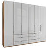 FALTTÜRENSCHRANK 250/216/58 cm 6-türig Weiß, Eiche Bianco  - Schieferfarben/Eiche Bianco, KONVENTIONELL, Glas/Holzwerkstoff (250/216/58cm) - Dieter Knoll