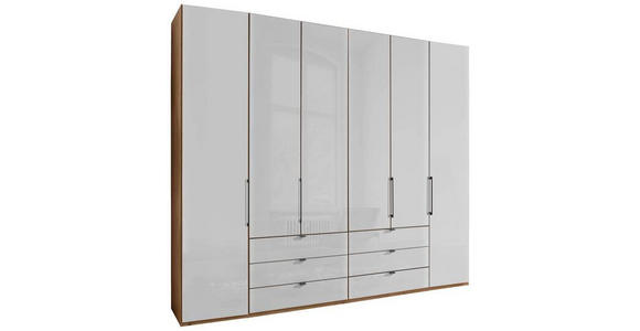 FALTTÜRENSCHRANK 250/216/58 cm 6-türig Weiß, Eiche Bianco - Schieferfarben/Eiche Bianco, KONVENTIONELL, Glas/Holzwerkstoff (250/216/58cm) - Dieter Knoll