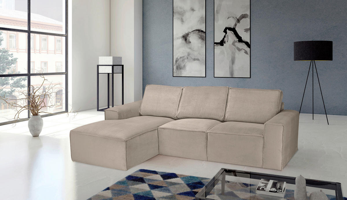 ECKSOFA Taupe Chenille  - Taupe/Schwarz, KONVENTIONELL, Kunststoff/Textil (168/272cm) - Carryhome