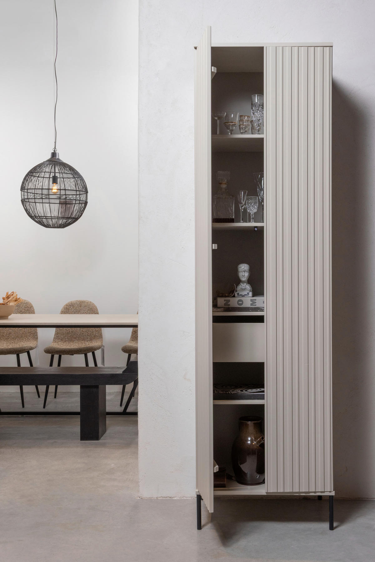 GARDEROBENSCHRANK Gravure  in 60/210/42 cm  - Schwarz/Grau, Design, Holz/Metall (60/210/42cm) - Livetastic