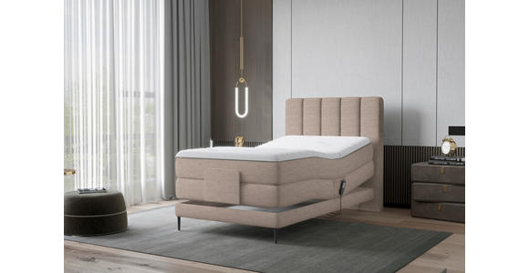 BOXSPRINGBETT 100/200 cm  in Hellbraun  - Hellbraun/Schwarz, Natur, Textil/Metall (100/200cm) - Esposa