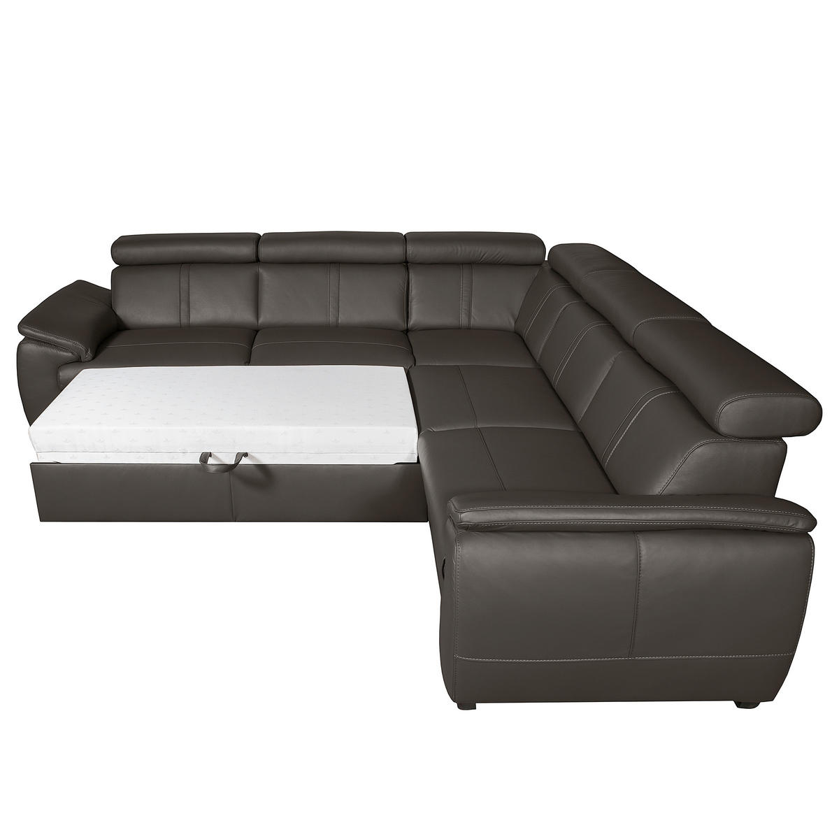 ECKSOFA  in Echtleder Dunkelbraun  - Wengefarben/Dunkelbraun, Design, Leder/Holz (265/265cm) - Livetastic