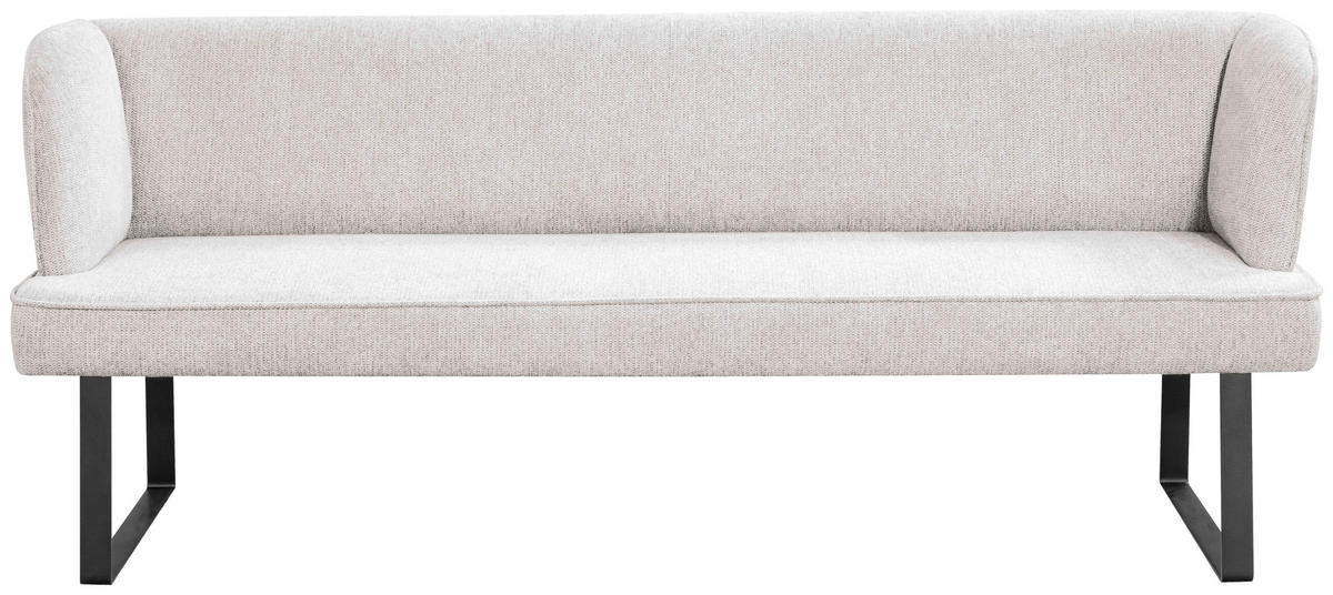 SITZBANK 205/91/66 cm Webstoff Schwarz, Hellgrau  - Hellgrau/Schwarz, Design, Textil/Metall (205/91/66cm) - Novel