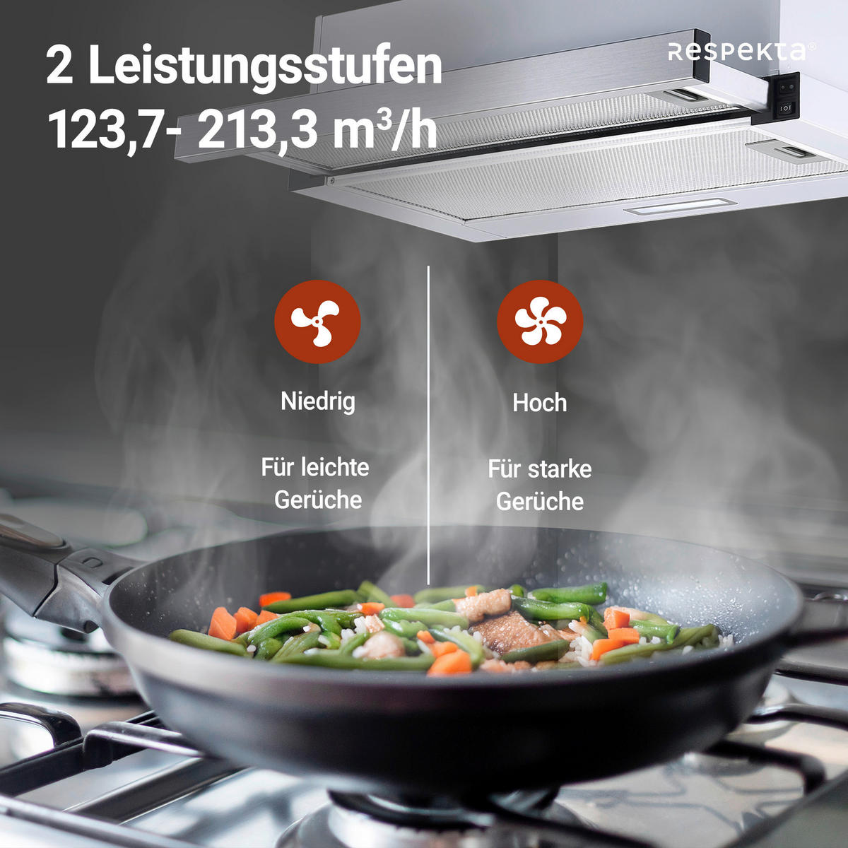 DUNSTABZUGSHAUBE CH4138IXC  - Edelstahlfarben, Trend, Metall (60/19,3/43cm) - Respekta