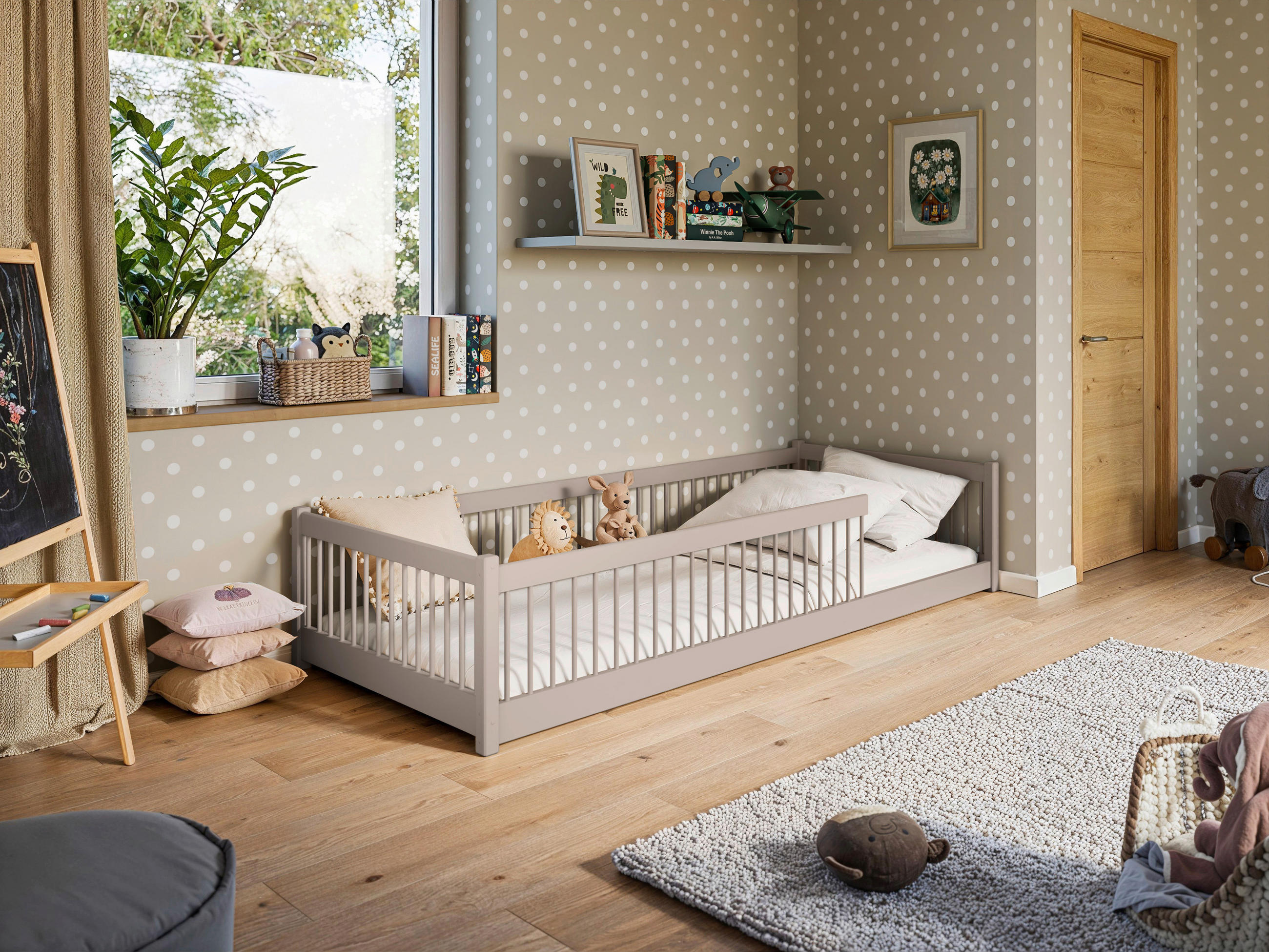 BODENBETT. - Kaschmir/Birkefarben, Basics, Holz (90/200cm) - Xora