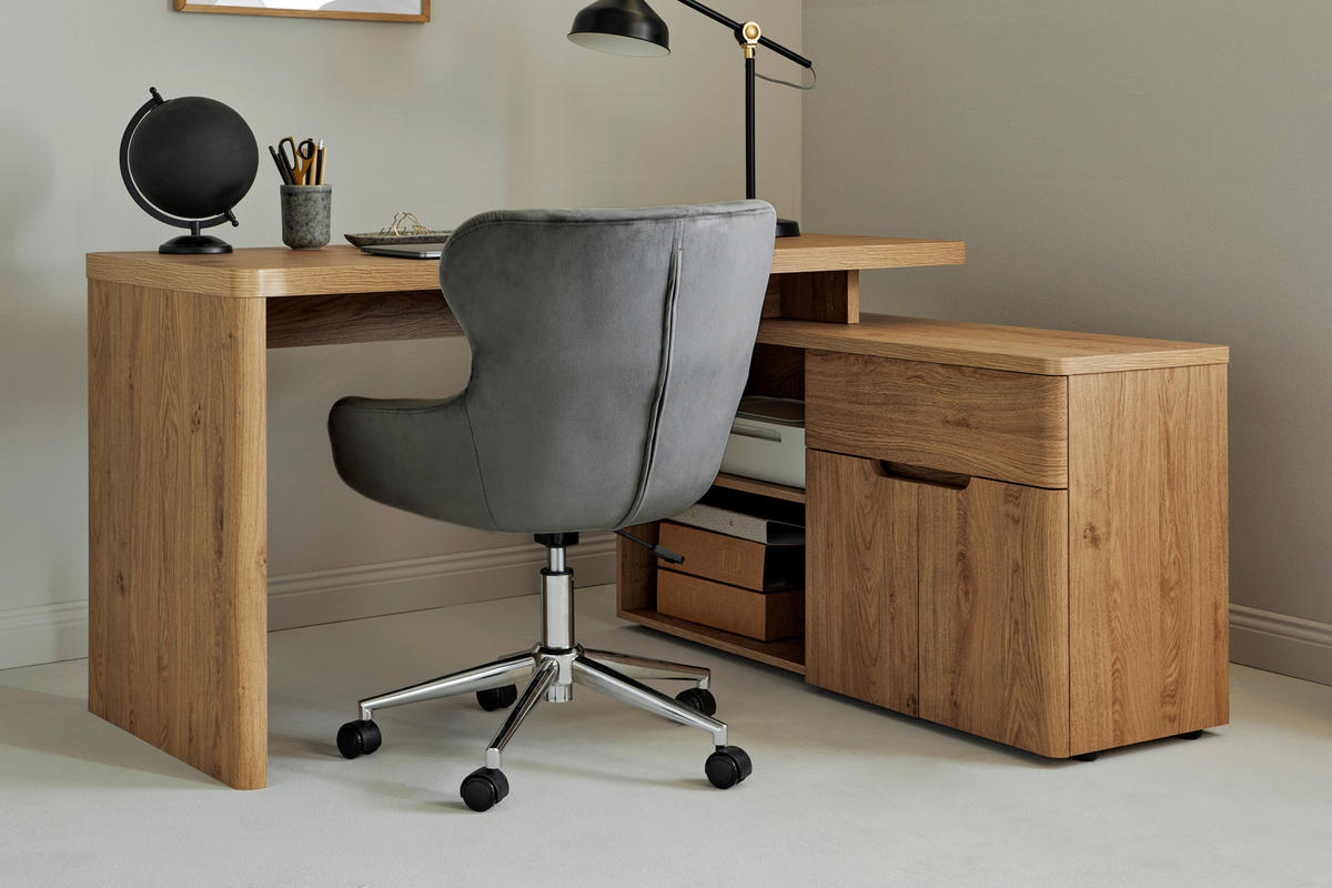 DREHSTUHL  in Samt Grau, Chromfarben  - Chromfarben/Grau, MODERN, Kunststoff/Textil (57/62/83-93cm) - Livetastic