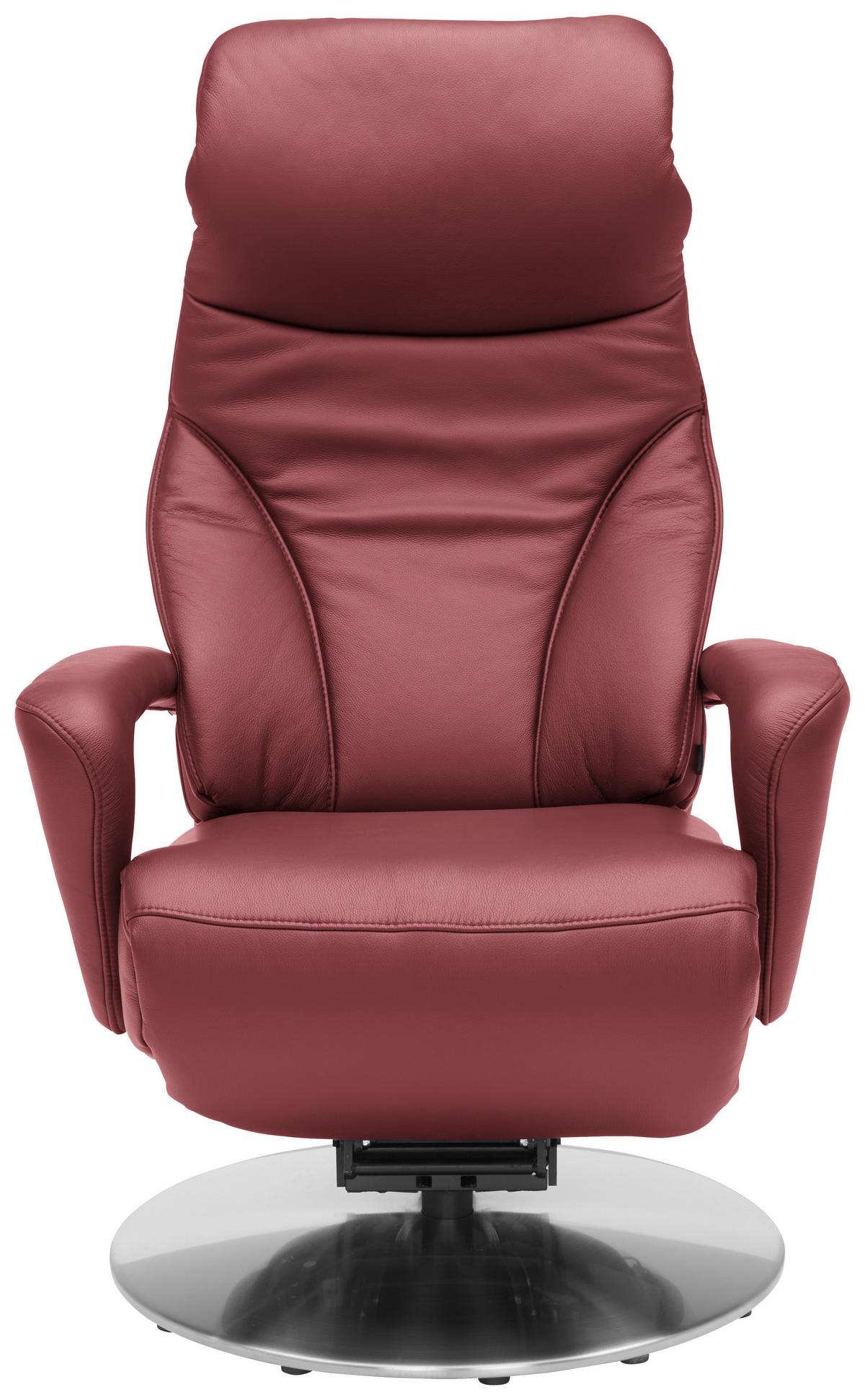 RELAXSESSEL in Leder Dunkelrot  - Edelstahlfarben/Dunkelrot, Design, Leder/Metall (75/117/88cm) - Dieter Knoll