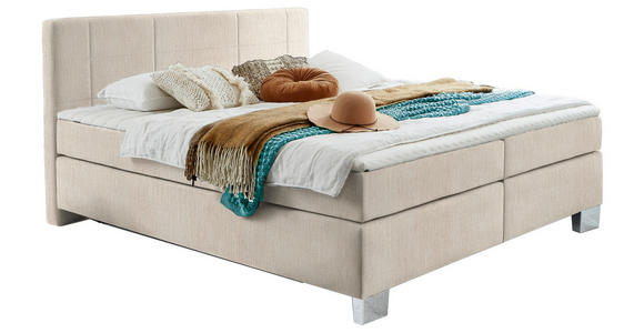 BOXSPRINGBETT 180/200 cm  in Taupe  - Taupe/Chromfarben, KONVENTIONELL, Kunststoff/Textil (180/200cm) - Hom`in