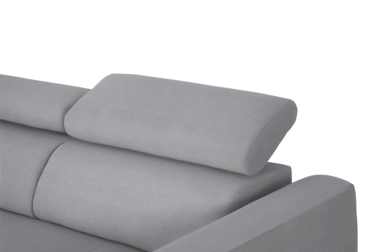 ECKSOFA Grau Feincord  - Schwarz/Grau, Design, Textil/Metall (205/280cm) - Xora