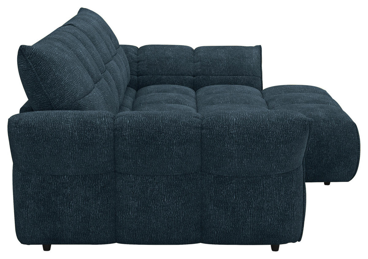 ECKSOFA Dunkelblau Chenille Rücken echt  - Schwarz/Dunkelblau, Design, Kunststoff/Textil (312/177cm) - Welnova