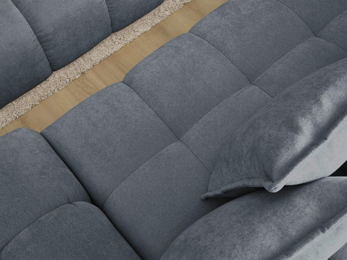 ECKSCHLAFSOFA EVEREST  mit Rücken echt, Armteil links, Armteil rechts Struktur Dunkelblau  - Schwarz/Dunkelblau, MODERN, Kunststoff/Textil (180/318cm) - Livetastic