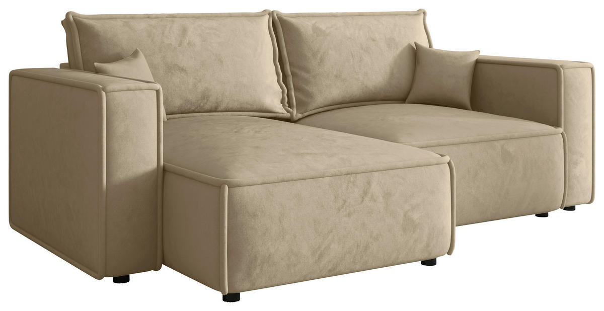 ECKSOFA Beige Webstoff Zierkissen, Rückenkissen, Rücken echt  - Beige/Schwarz, MODERN, Kunststoff/Textil (153/250cm) - Xora