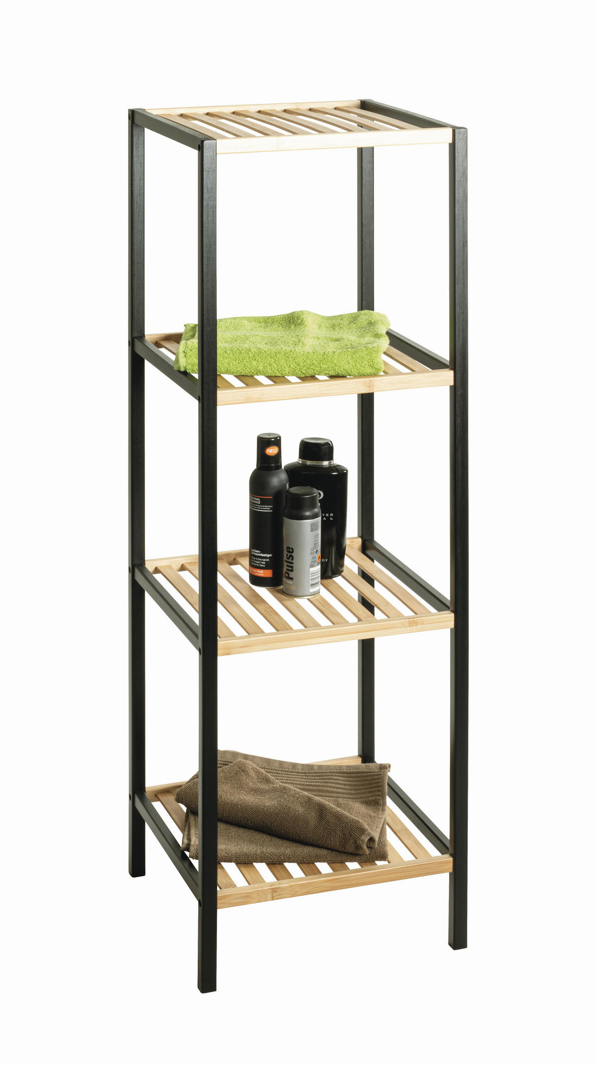 REGAL Bambus Hartholz Naturfarben, Schwarz  - Schwarz/Naturfarben, Design, Holz (35/115/35cm)