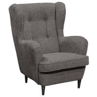 OHRENSESSEL Mikrovelours Dunkelbraun  - Dunkelbraun/Schwarz, Basics, Holz/Textil (78/102/98cm) - Carryhome