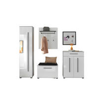 GARDEROBE 5-teilig  in 230/201/39 cm  - Weiß Hochglanz/Weiß, MODERN, Holzwerkstoff (230/201/39cm) - MID.YOU