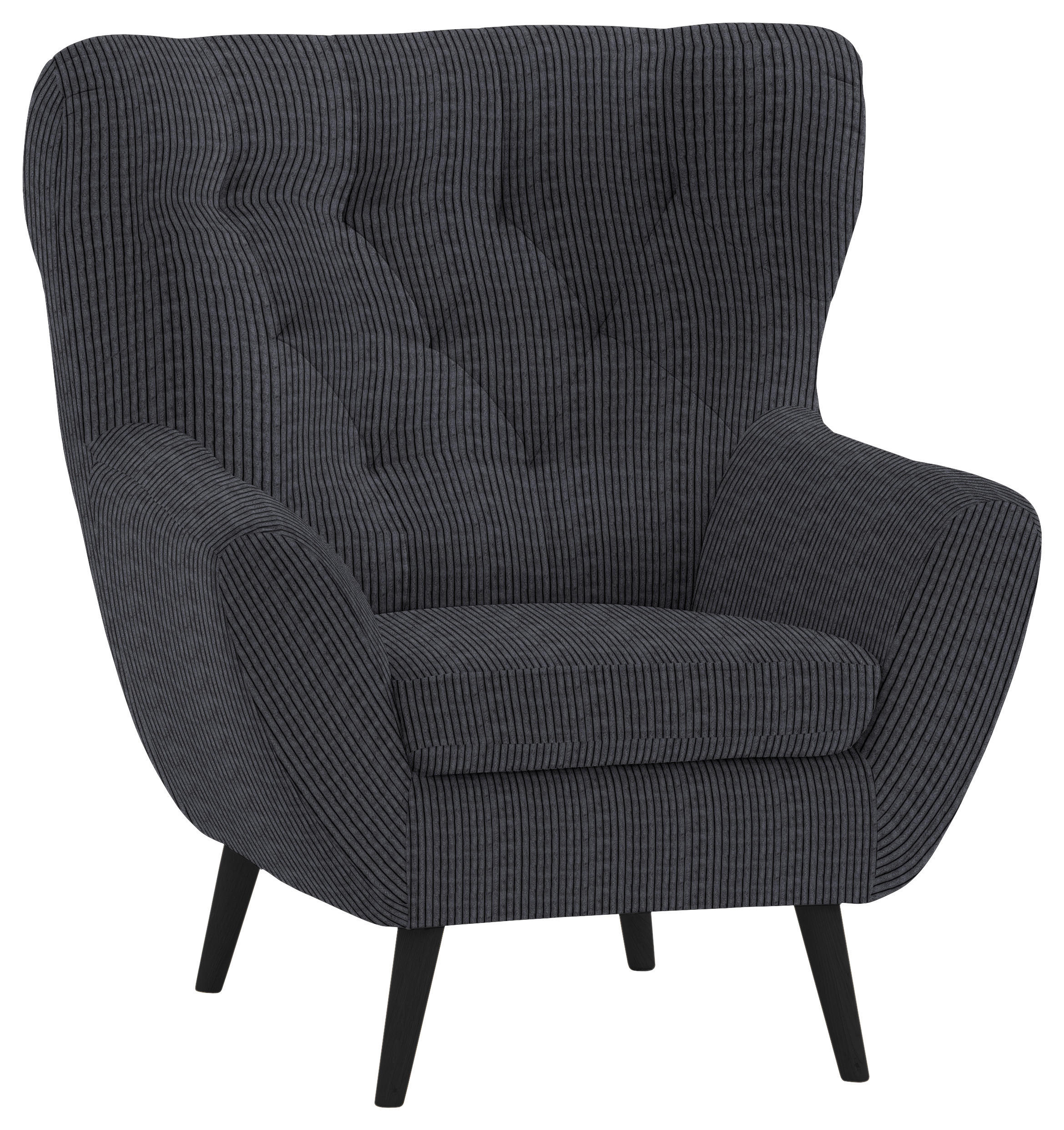 SESSEL 87/101/95 cm  in Cord Anthrazit  - Anthrazit/Schwarz, Design, Holz/Textil (87/101/95cm) - Stylife