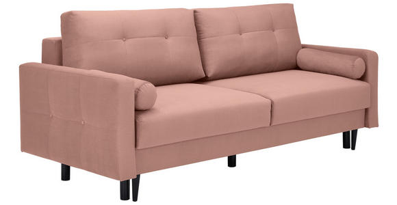 SCHLAFSOFA  in Samt Rosa  - Schwarz/Rosa, KONVENTIONELL, Holz/Textil (220/95/98cm) - Carryhome