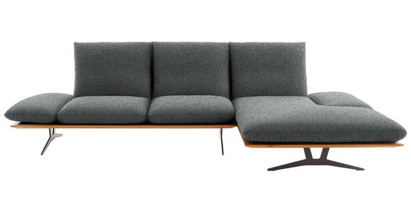 ECKSOFA  in Flachgewebe Grau Armteilverstellung, Kopfteilverstellung  314/159 cm  - Schwarz/Grau, Design, Holz/Textil (314/159cm) - Dieter Knoll